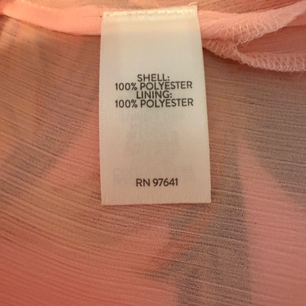 J Jill Womens Pink Tropical Floral Tunic Top Size XL Ruffle Tie Neck Bell Sleeve - Picture 7 of 9